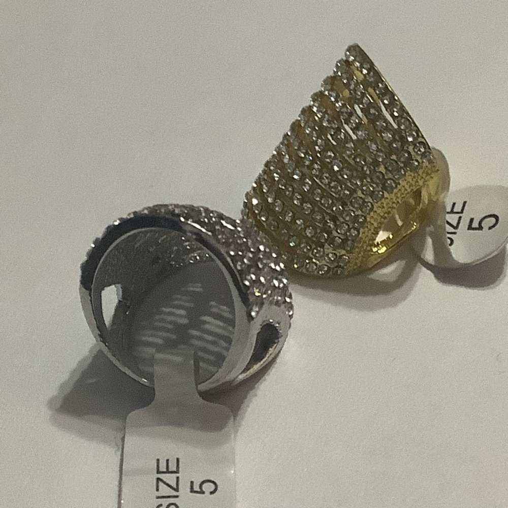 Layered Styled Silver or Gold Rhinestones Crystal Rings - Picture 6 of 16